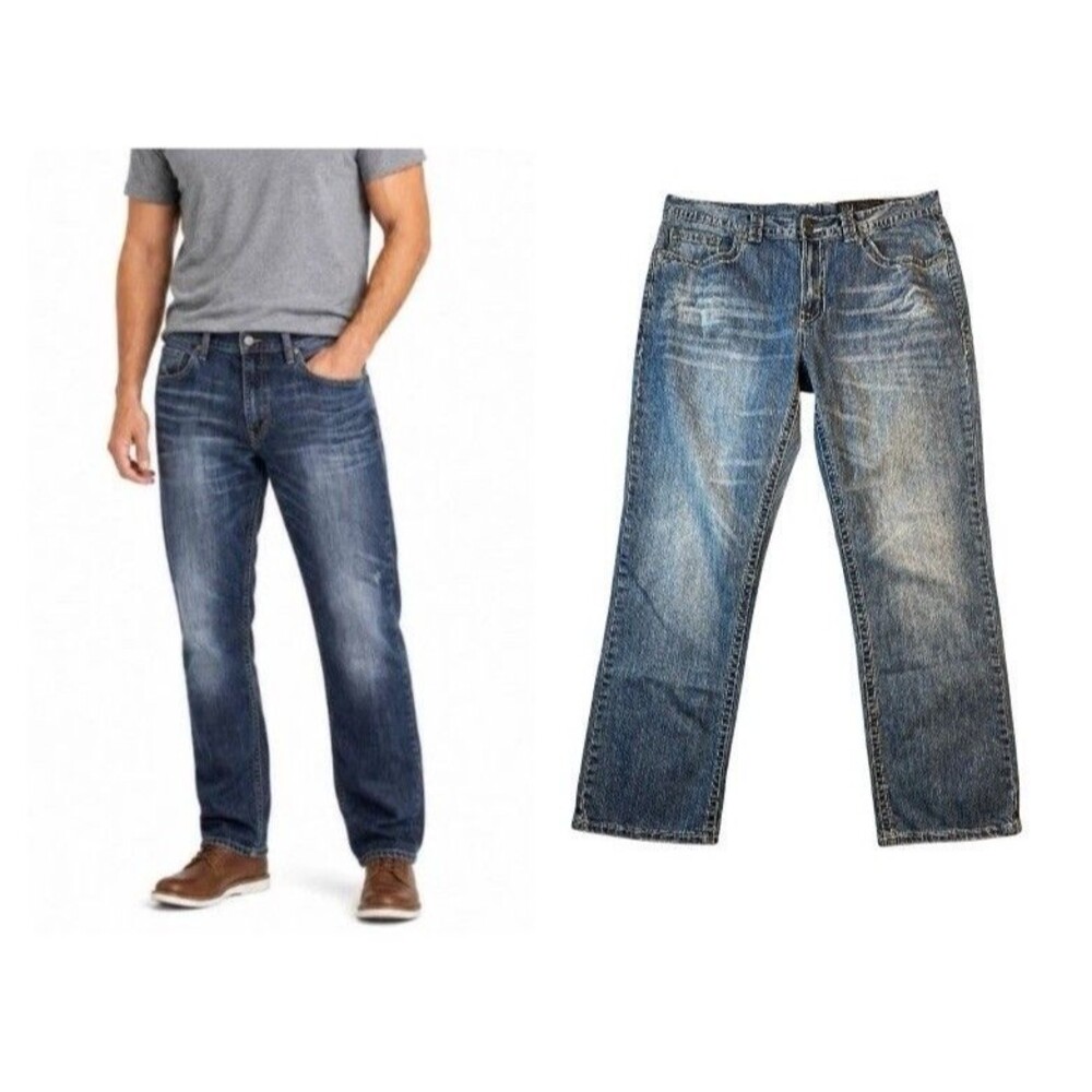 Axel Brand Treadwell Men's Relaxed Straight Jeans  Size 36 x 32  (fits 36 x 30)